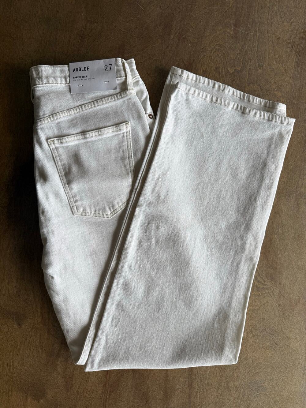 AGOLDE Harper Mid Rise Relaxed Straight Jeans White Wash 27 NWT